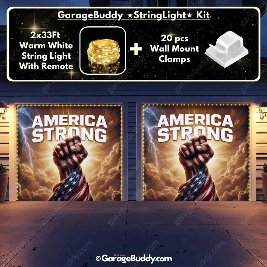 America Strong | Patriotic Garage Door Cover