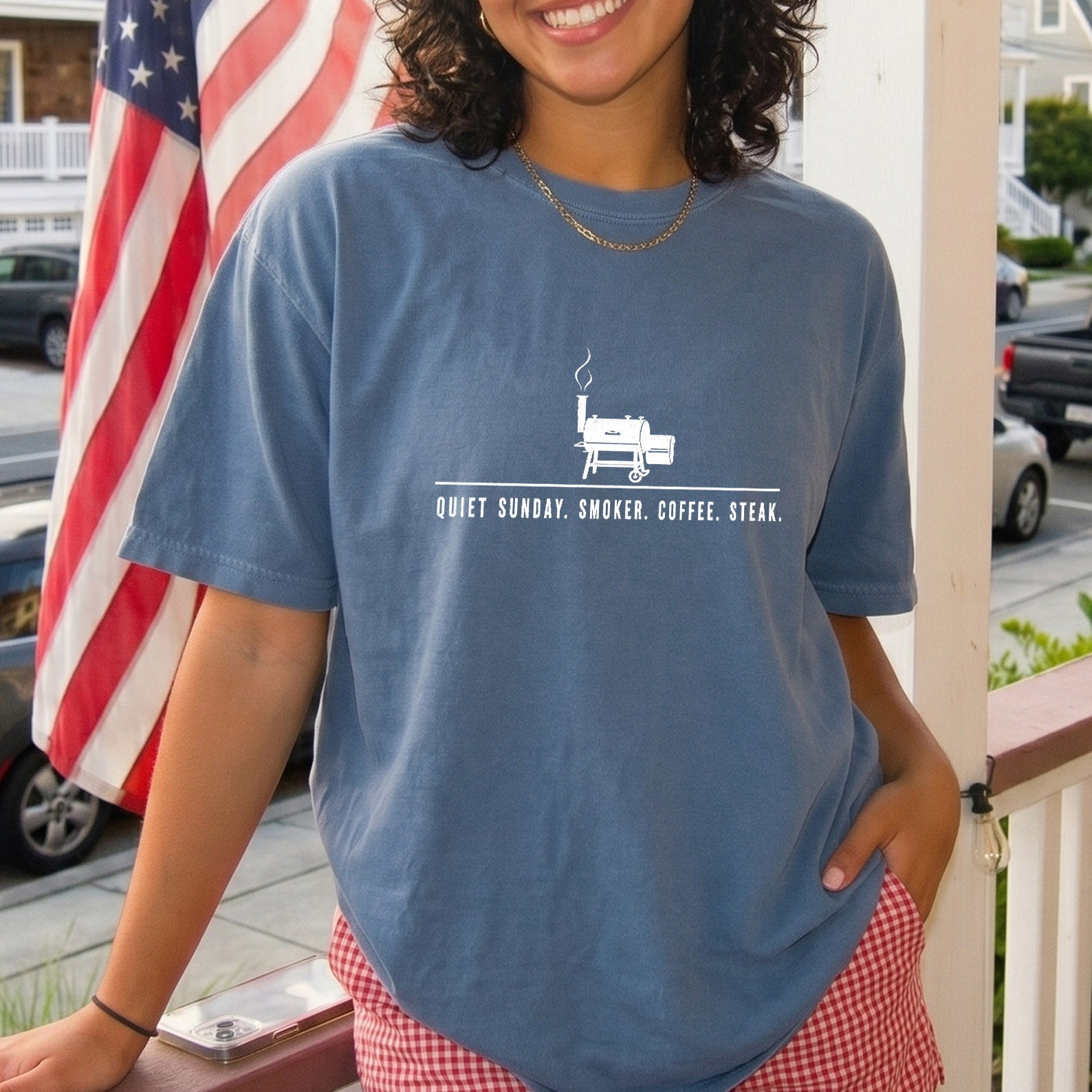 QUIET SUNDAY. SMOKER. COFFEE. STEAK, America Semiquincentennial Comfort Colors Shirt