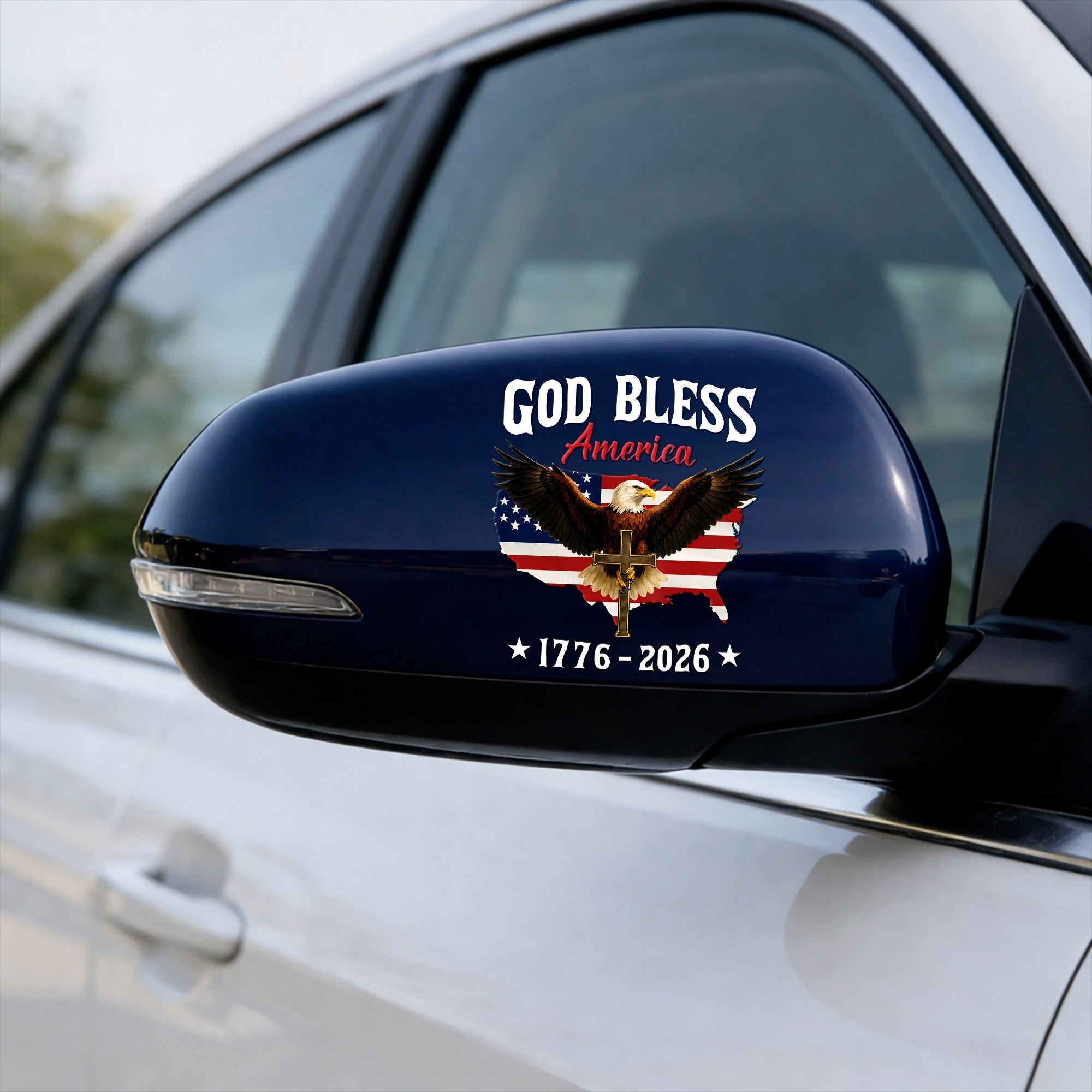 God Bless America 250th Anniversary Decal, Christian Eagle Patriotic Window Sticker