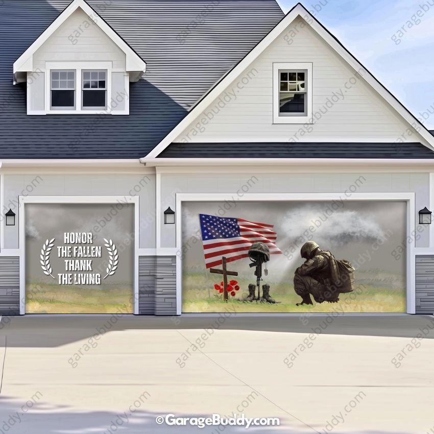 Honor The Fallen | Patriotic Veterans Garage Door Cover