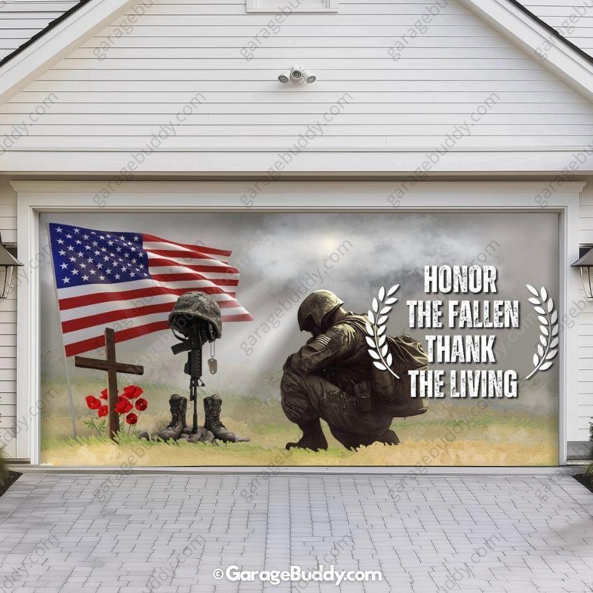 Honor The Fallen | Patriotic Veterans Garage Door Cover