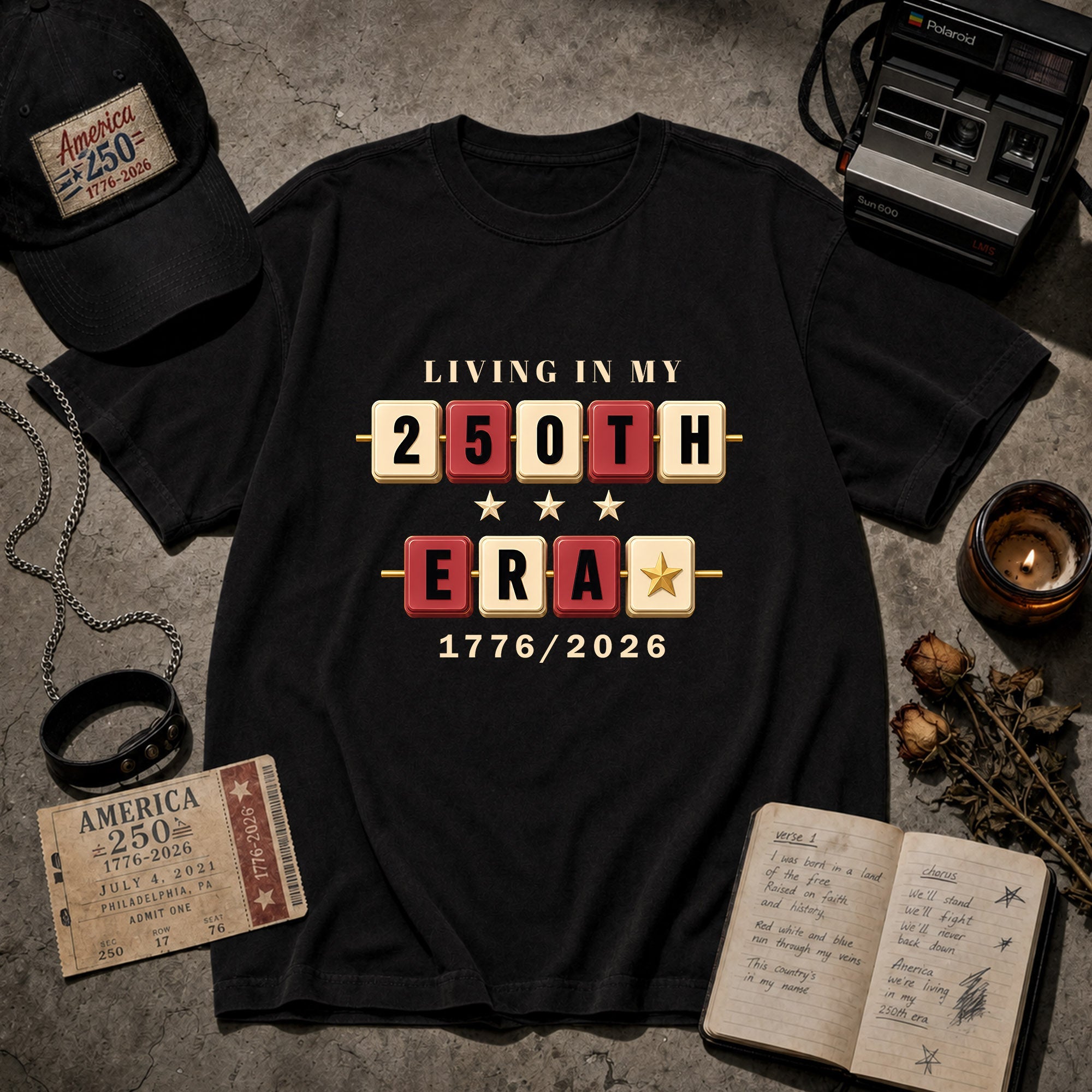 Living in my 250th ERA beaded, America Semiquincentennial Shirt