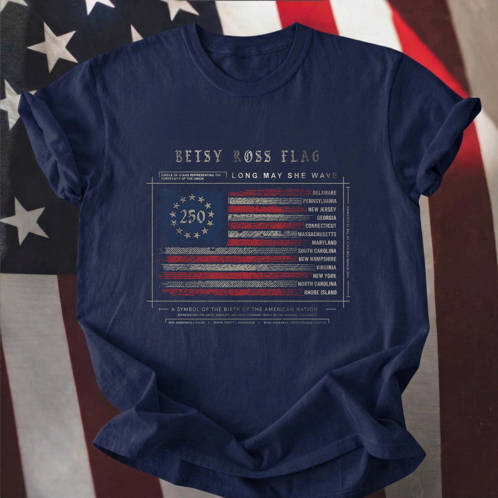 Betsy Ross Flag Infographic 250th Vintage