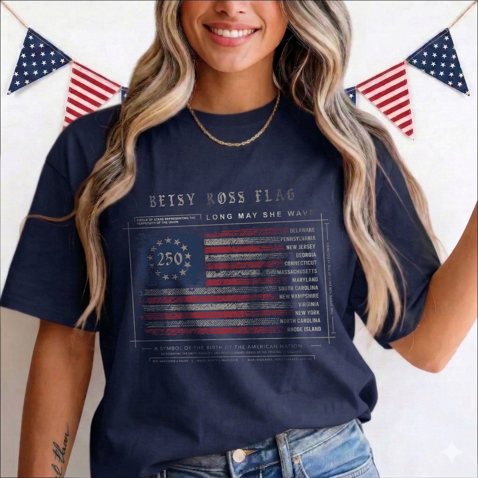 Betsy Ross Flag Infographic 250th Vintage