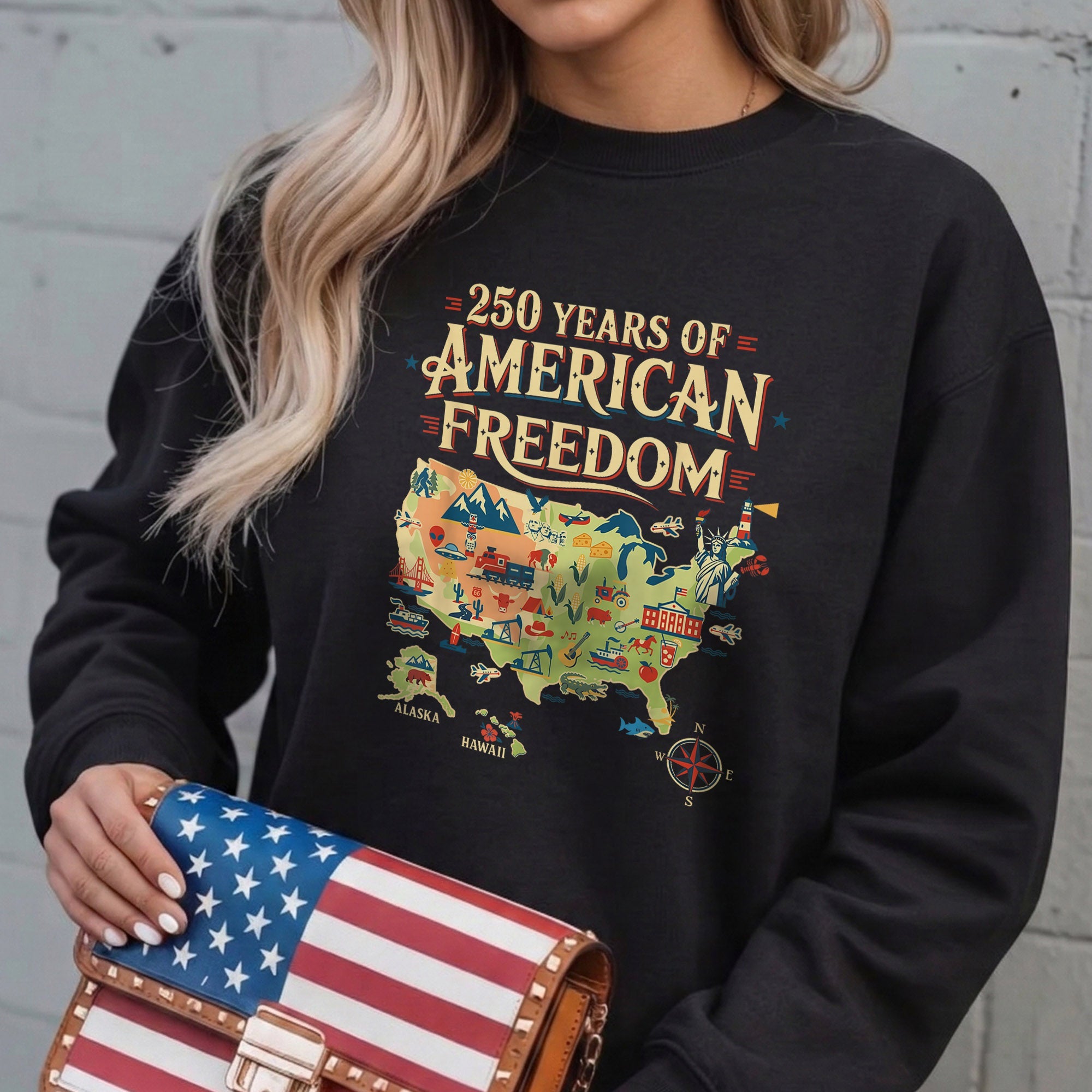 250 Years United States Map Patriotic Art for Freedom Lovers