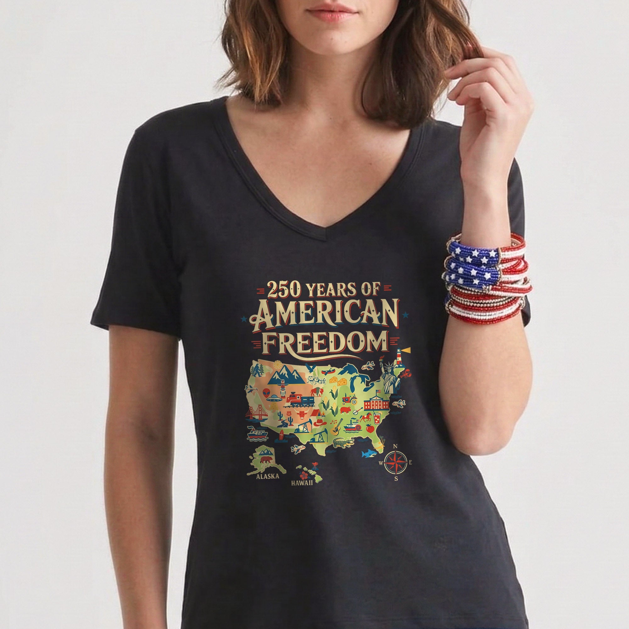 250 Years United States Map Patriotic Art for Freedom Lovers