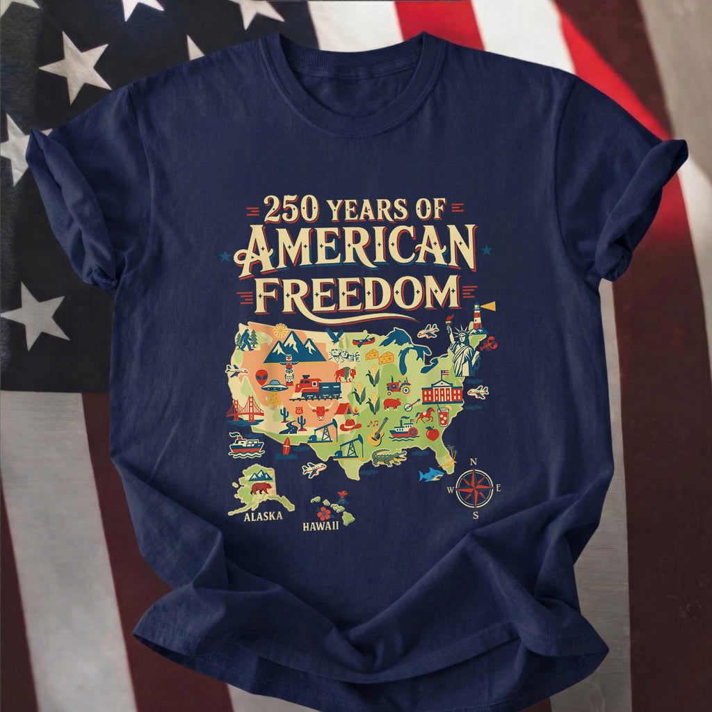 250 Years United States Map Patriotic Art for Freedom Lovers