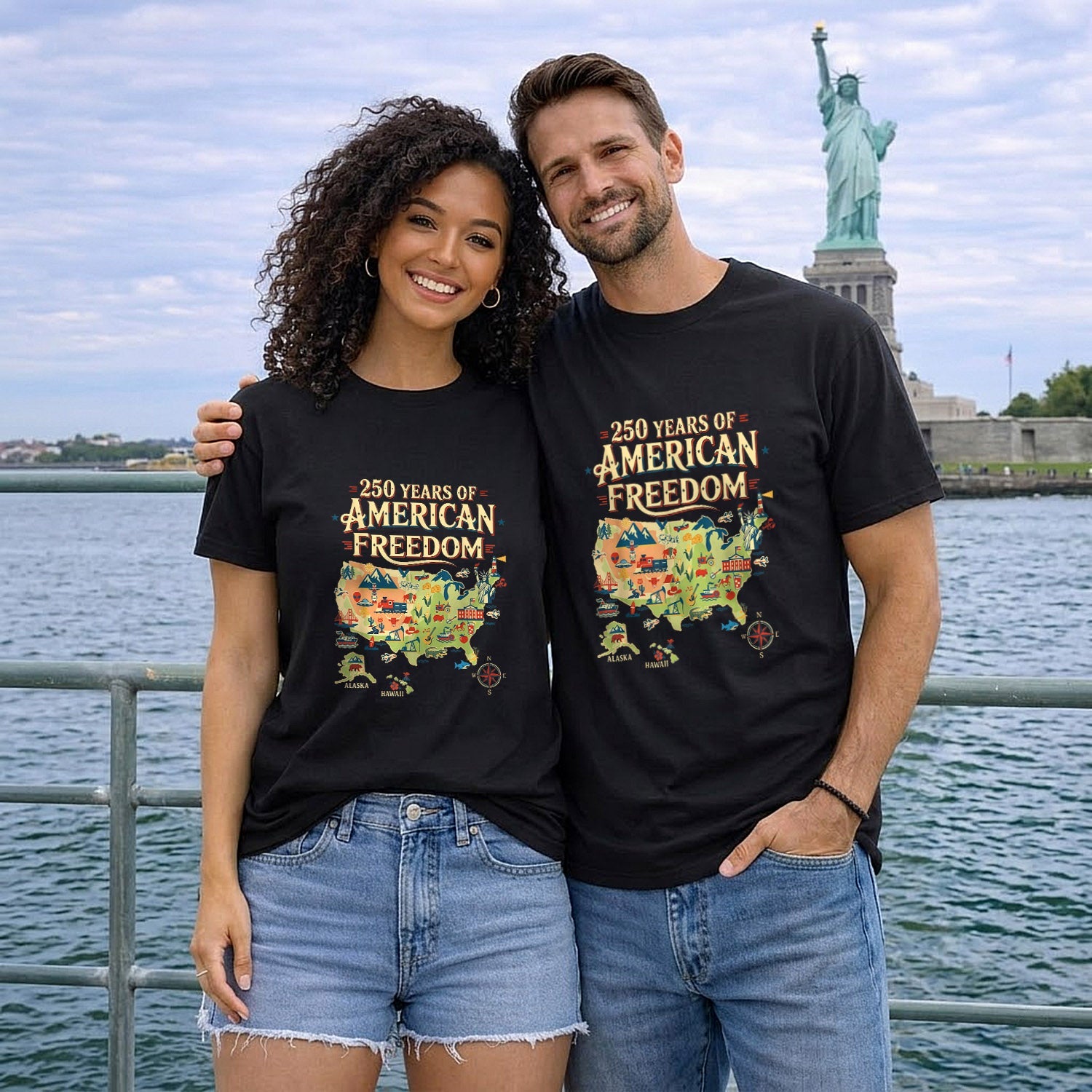 250 Years United States Map Patriotic Art for Freedom Lovers