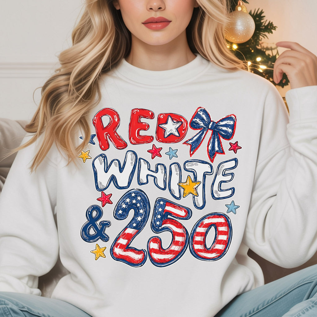 Red White 250th Coquette Bow - America's 250th Anniversary Shirt