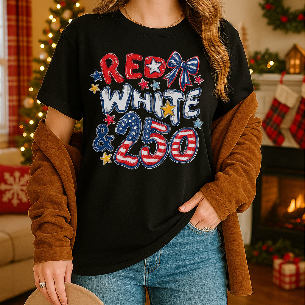 Red White 250th Coquette Bow - America's 250th Anniversary Shirt