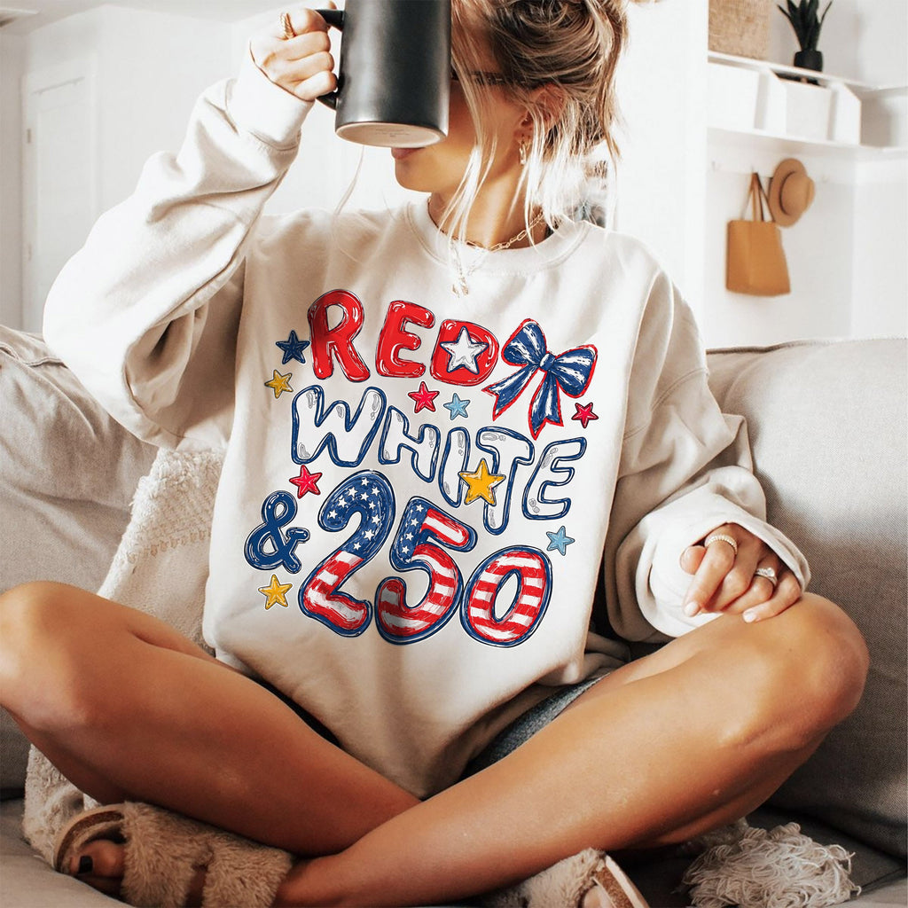 Red White 250th Coquette Bow - America's 250th Anniversary Shirt