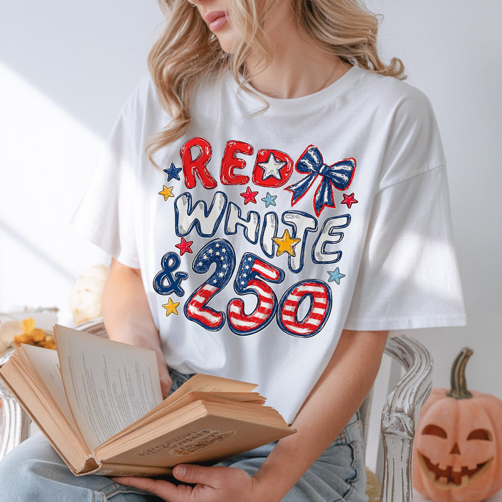 Red White 250th Coquette Bow - America's 250th Anniversary Shirt