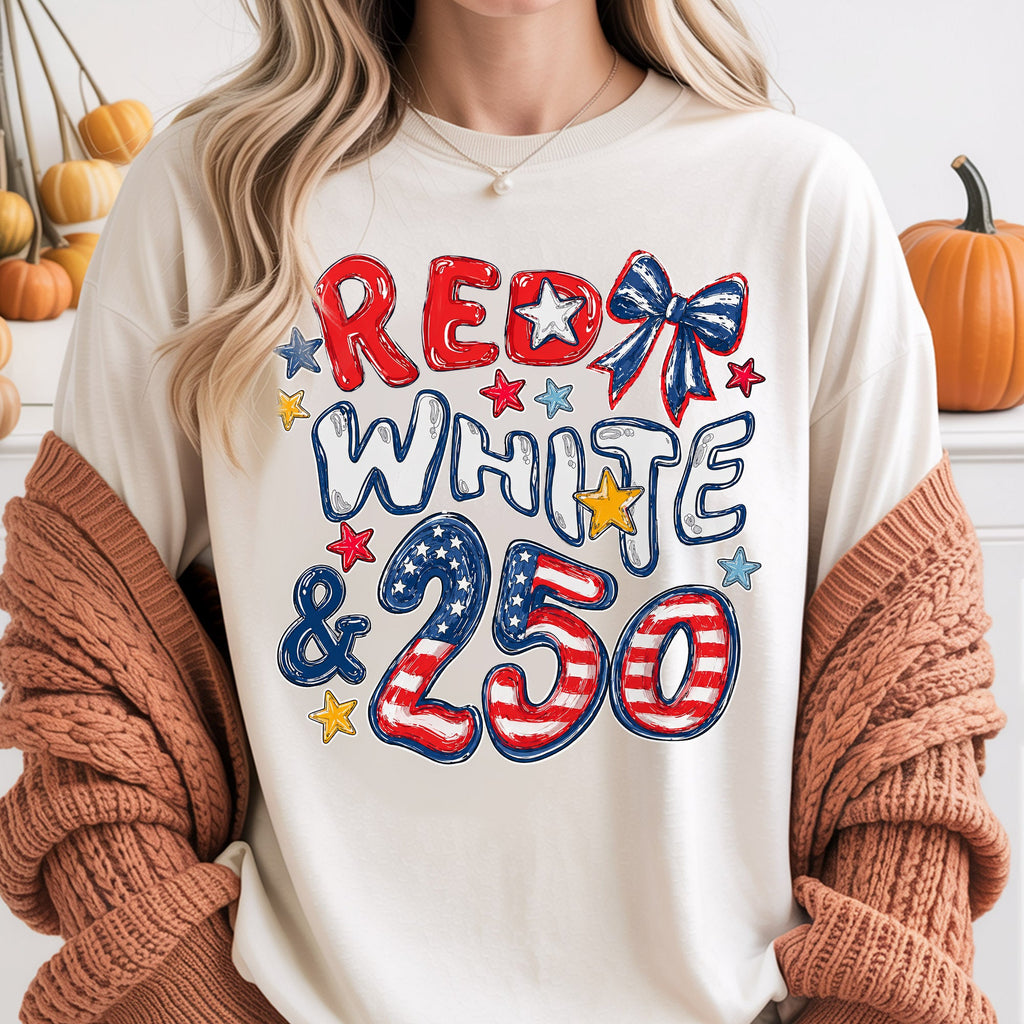 Red White 250th Coquette Bow - America's 250th Anniversary Shirt