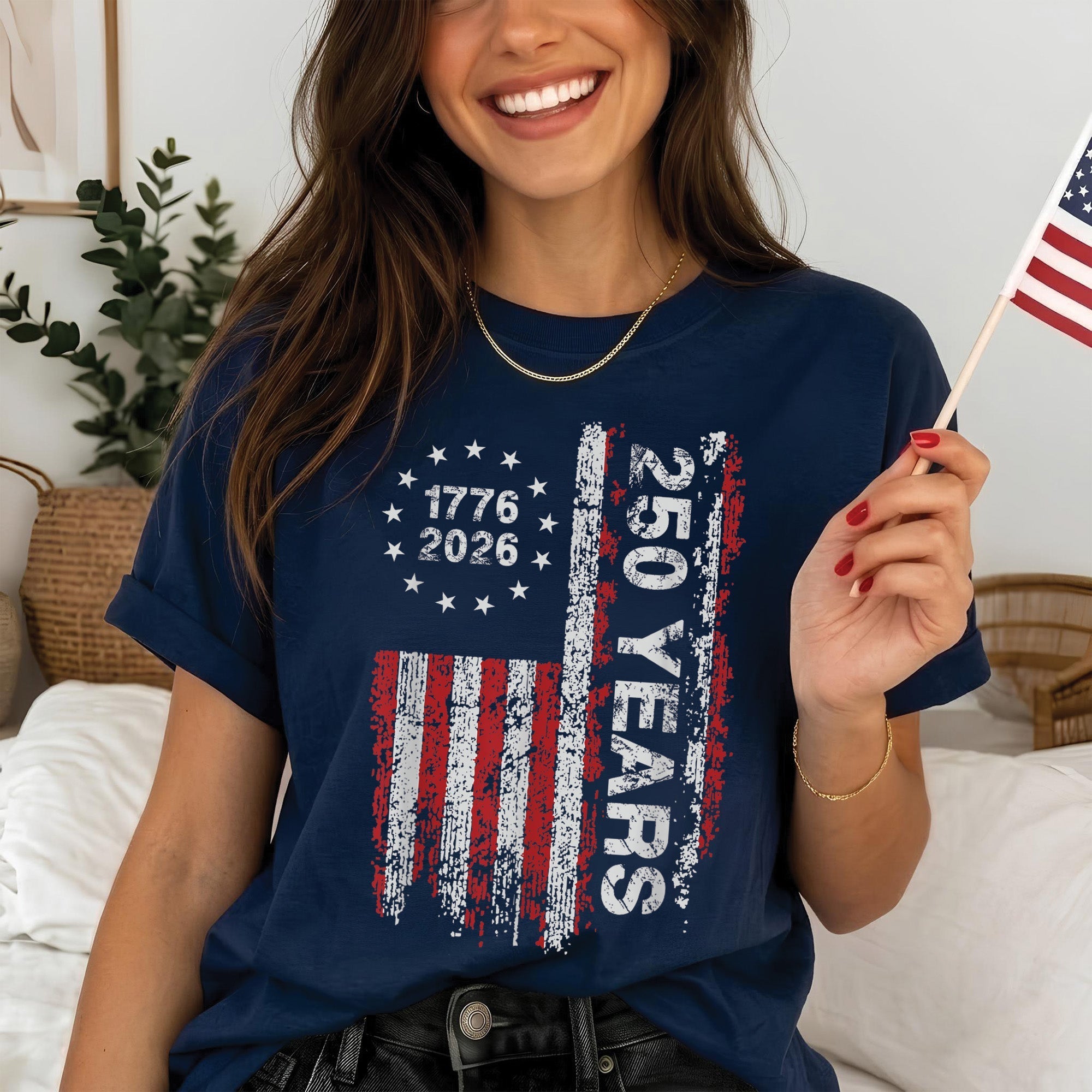 America's 250th Anniversary Patriotic Flag - 1776-2026 Grunge Style Unisex Shirt