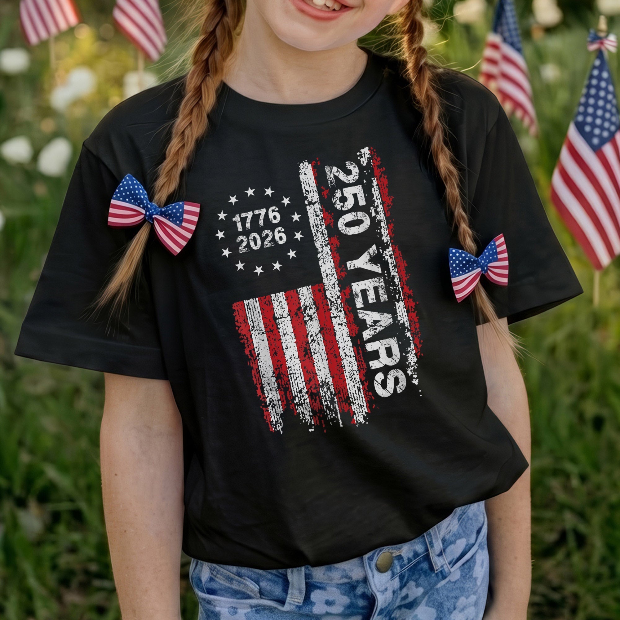 America's 250th Anniversary Patriotic Flag - 1776-2026 Grunge Style Unisex Shirt