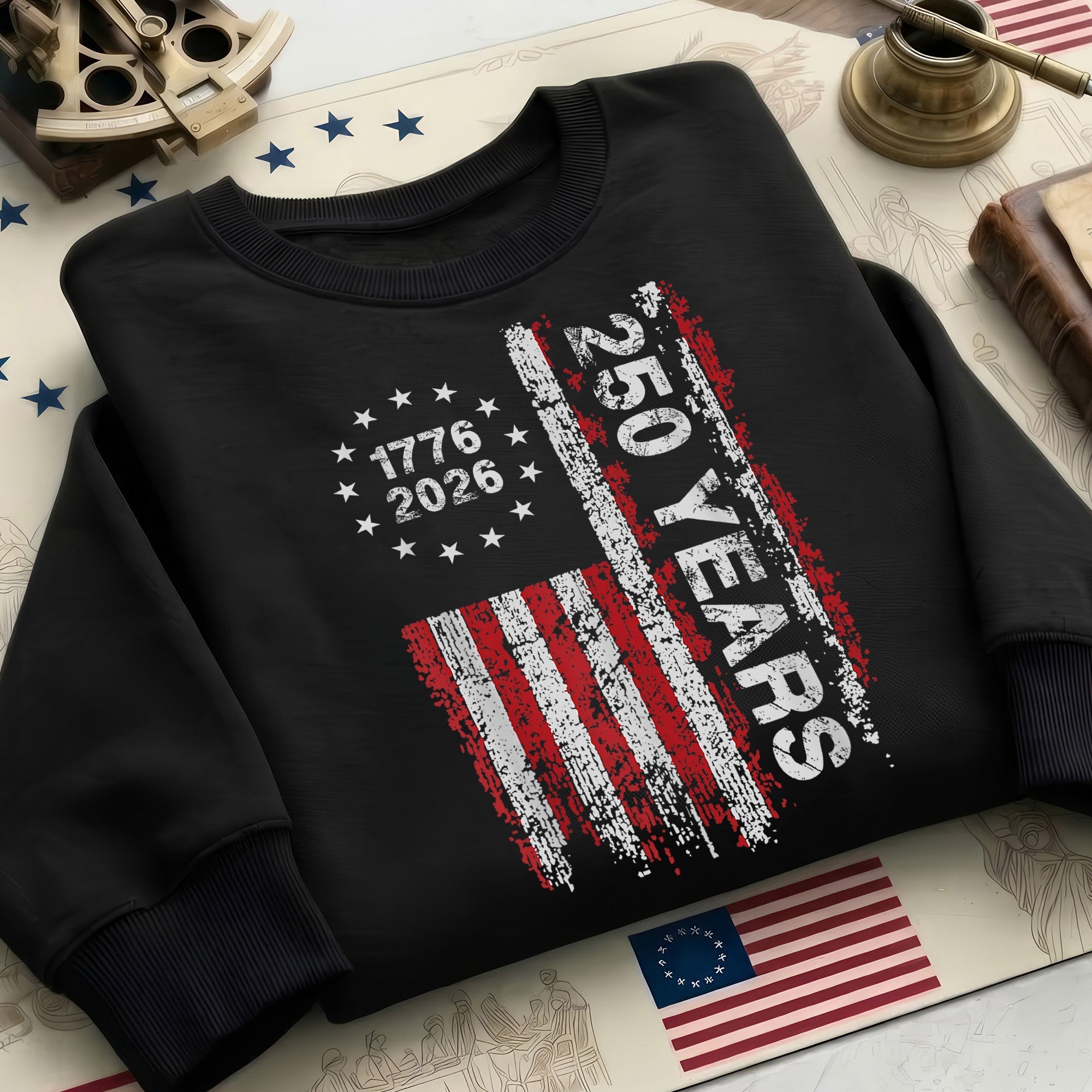America's 250th Anniversary Patriotic Flag - 1776-2026 Grunge Style Unisex Shirt