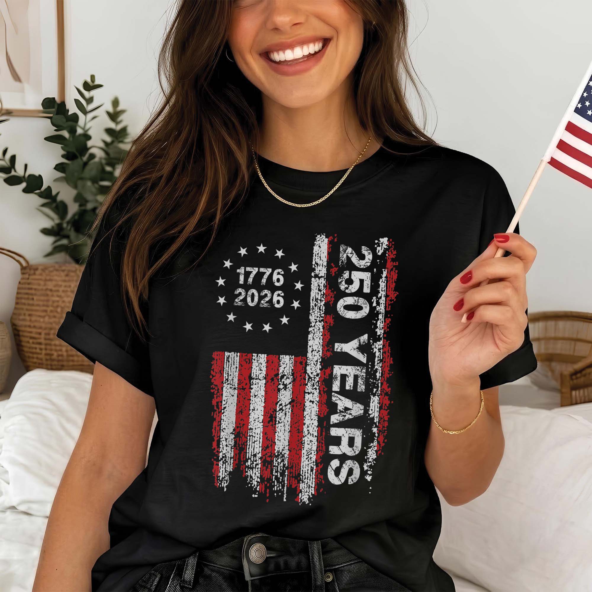 America's 250th Anniversary Patriotic Flag - 1776-2026 Grunge Style Unisex Shirt