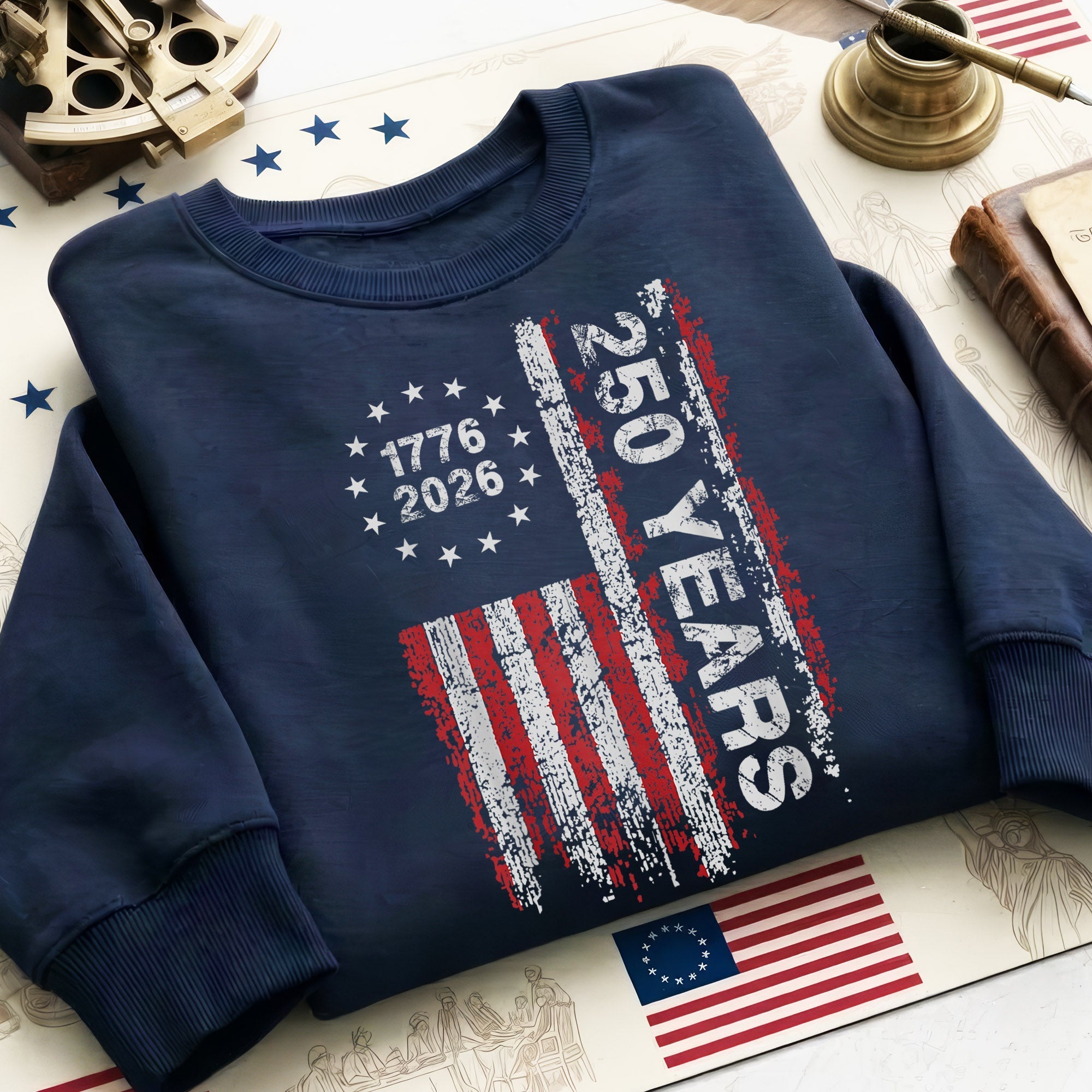 America's 250th Anniversary Patriotic Flag - 1776-2026 Grunge Style Unisex Shirt
