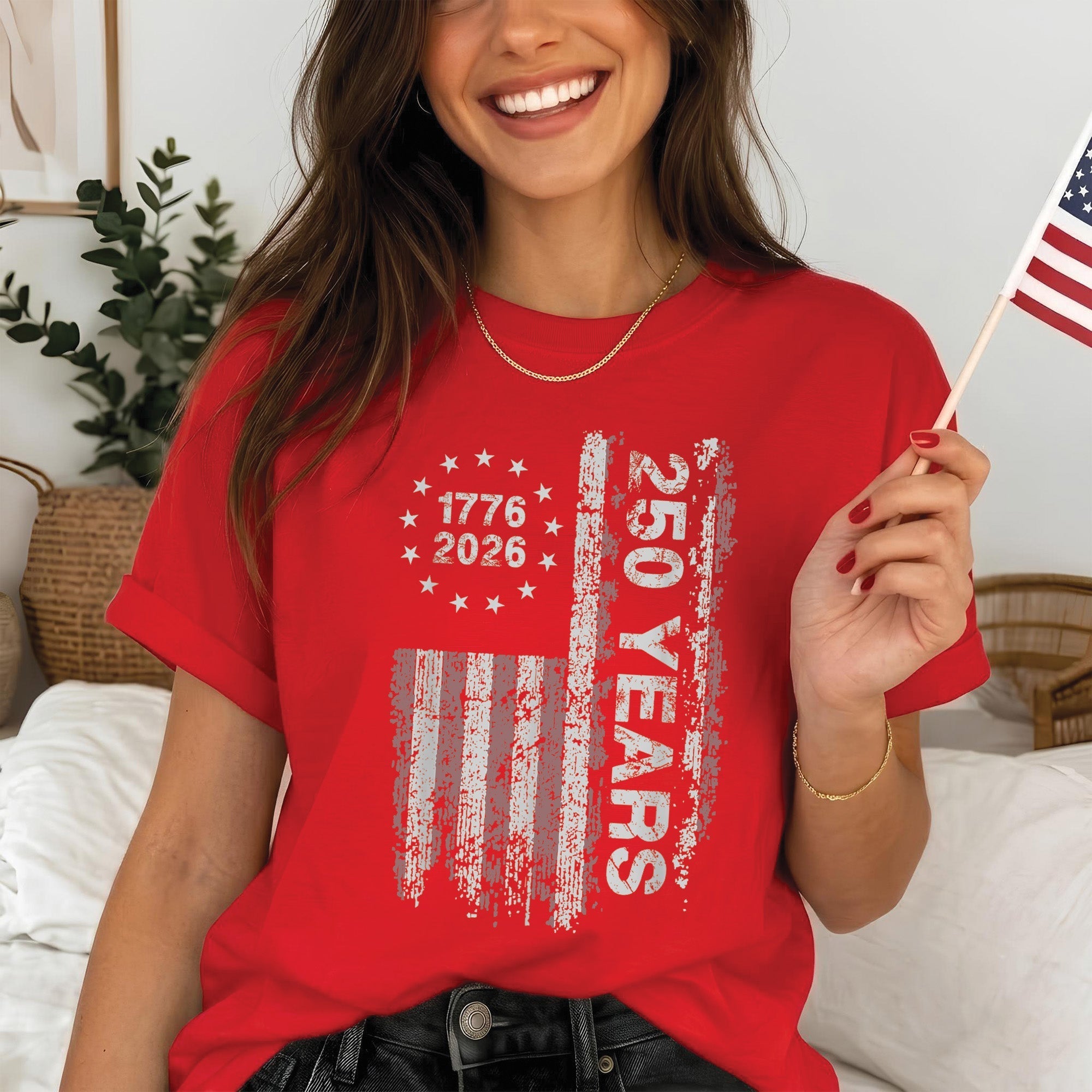 America's 250th Anniversary Patriotic Flag - 1776-2026 Grunge Style Unisex Shirt