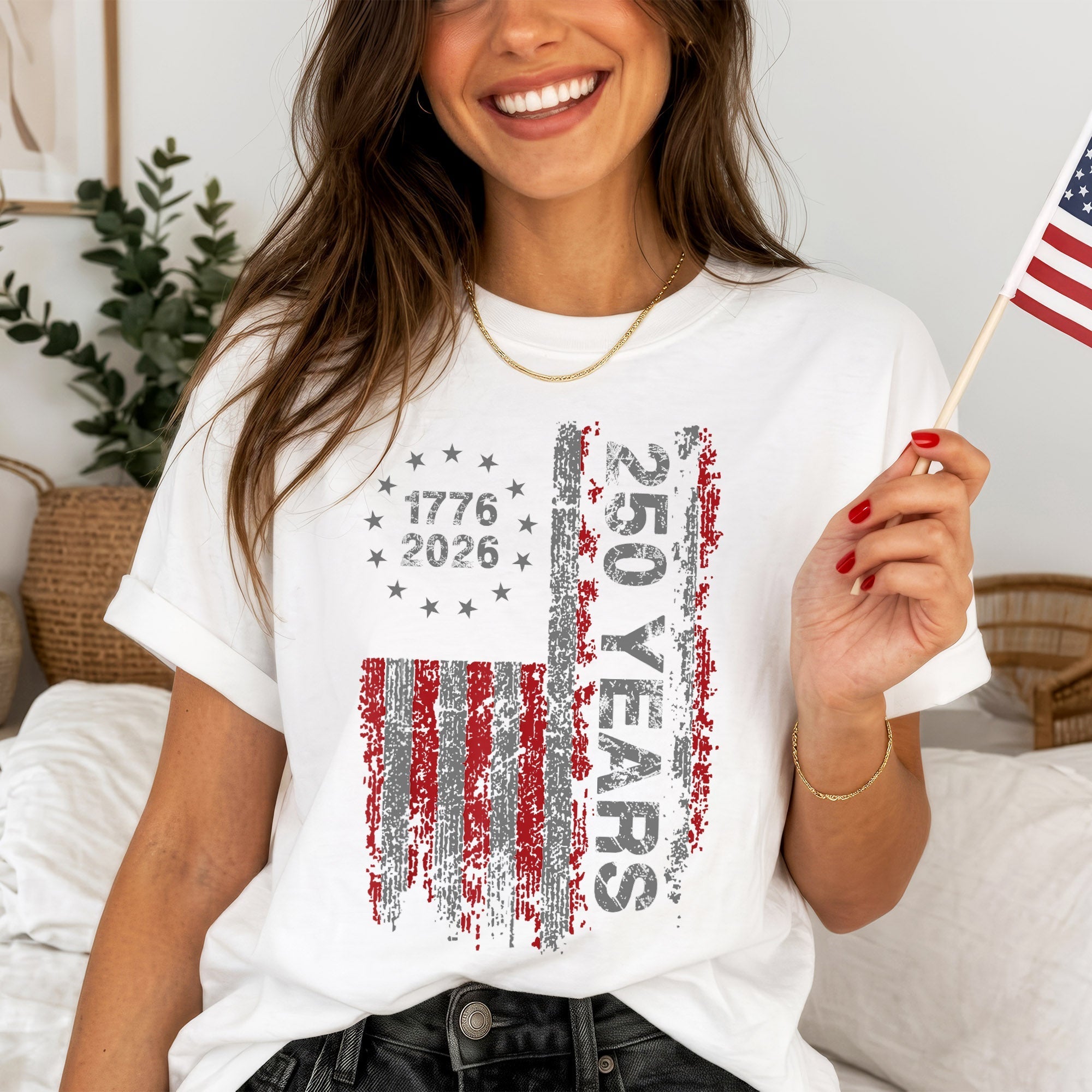 America's 250th Anniversary Patriotic Flag - 1776-2026 Grunge Style Unisex Shirt