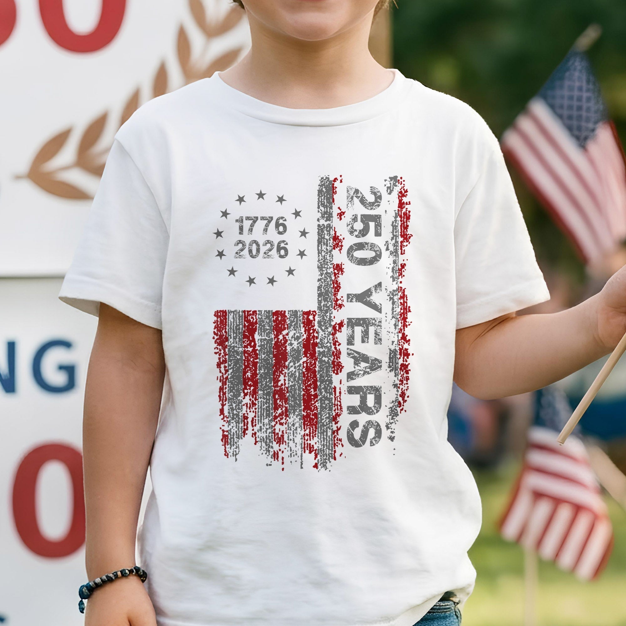 America's 250th Anniversary Patriotic Flag - 1776-2026 Grunge Style Unisex Shirt