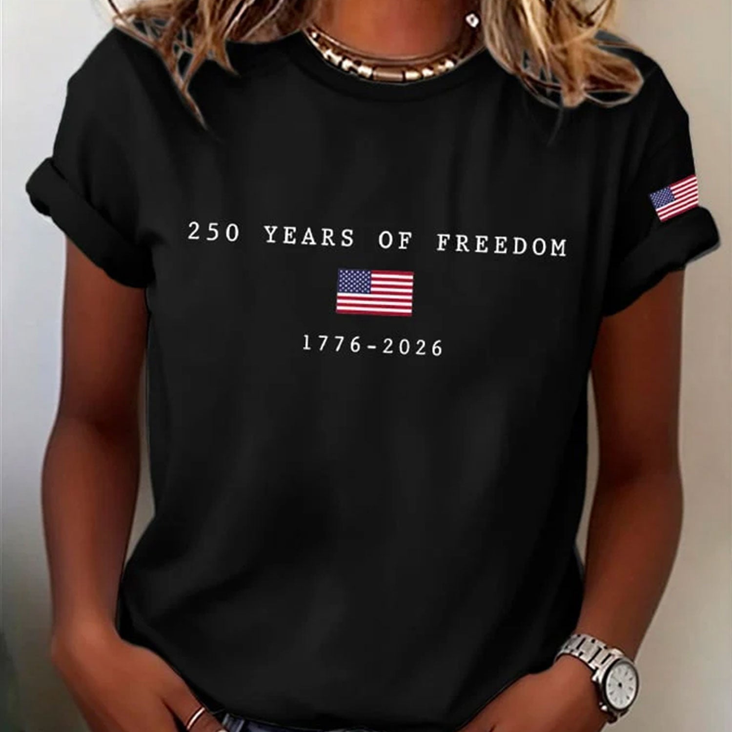 Women's America Flag Print T-shirt