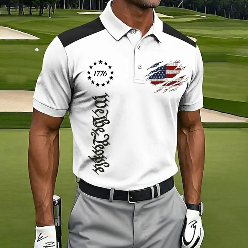 US 250th Anniversary Print Men's Polo Shirt
