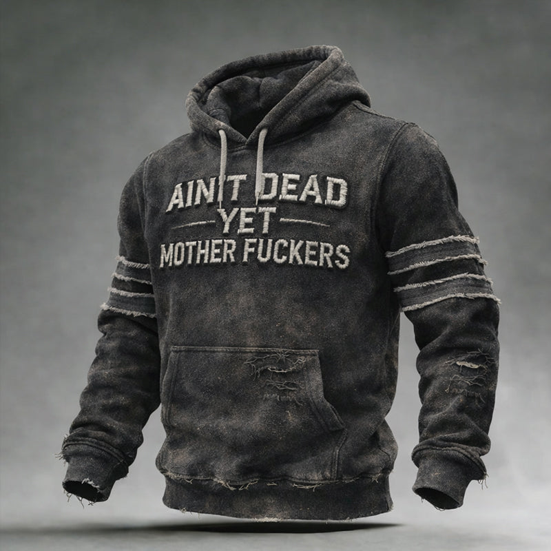 Retro Veteran Tough Guy Print Hoodie
