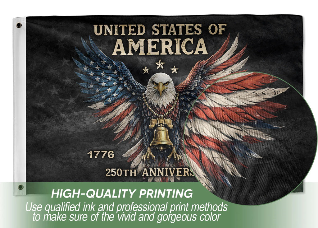 USA 250 Years Flag Decor ¨C 250th Anniversary Double-Sided House Flag