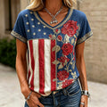 Women's 250th Anniversary Retro Floral Art Printed T-Shirt