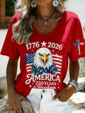 Women's 250th Anniversary Print V-Neck Top
