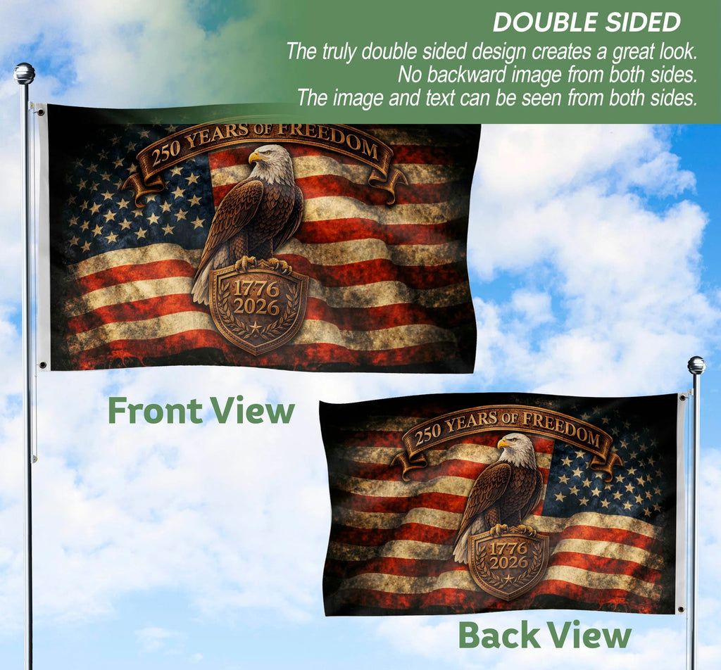 USA 250 Years of Freedom Flag 1776¨C2026 ¨C Patriotic Eagle American Ann