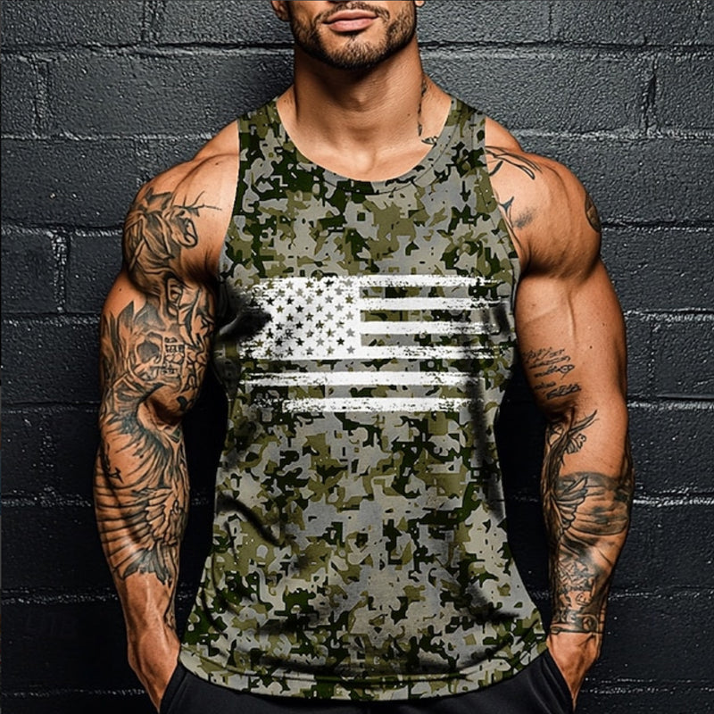 Men's Veterans Print Casual Vest