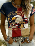 Women'S Casual American 250th Anniversary Printed Short-Sleeve T-Shirt