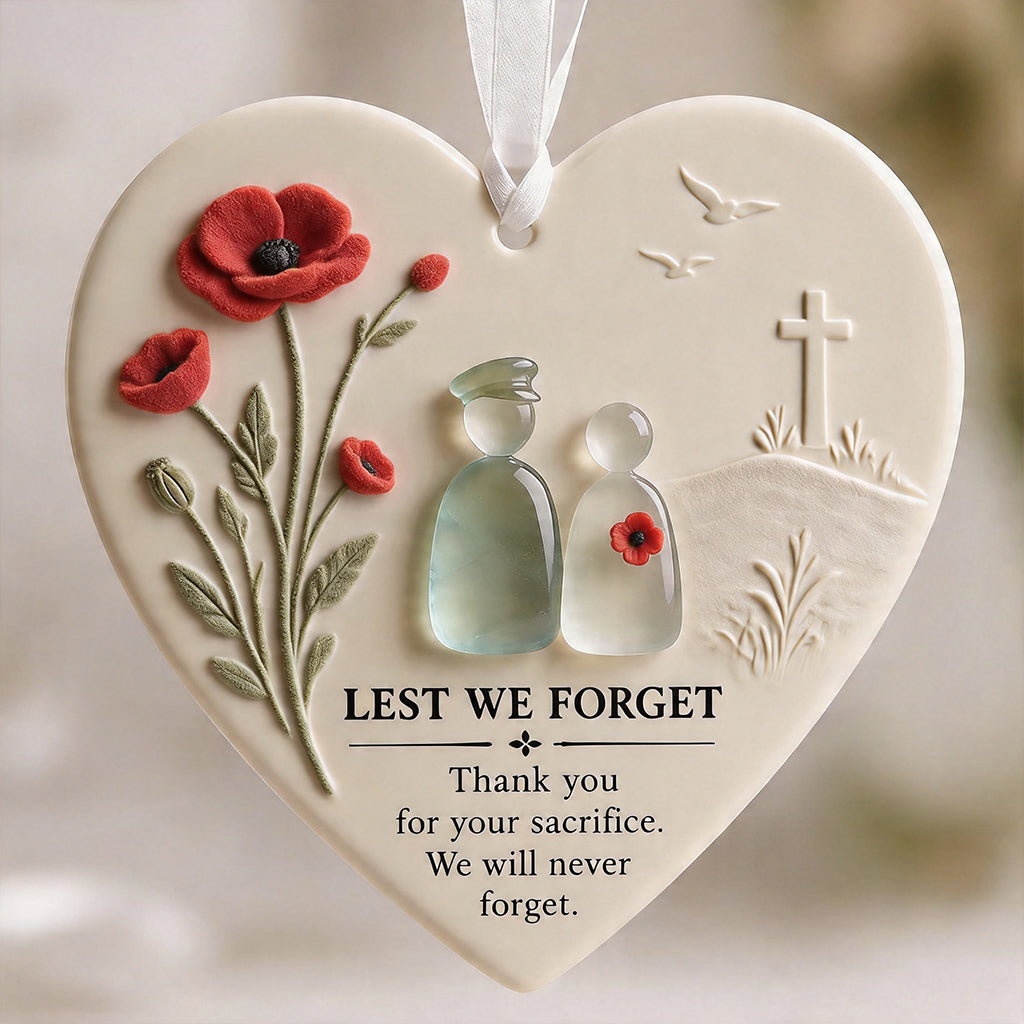 Lest We Forget Memorial Heart Ornament