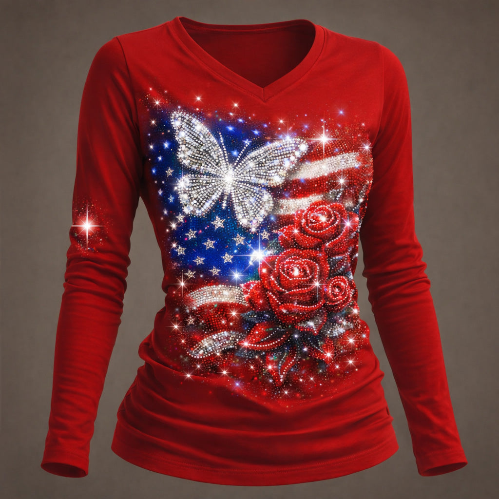 America 250th Anniversary Print Long-Sleeved T-Shirt