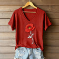 Retro Red Friday Floral Art Print Casual T-Shirt