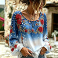 Women's 250th Anniversary Floral Art Print Casual Top