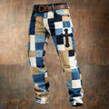 Retro Faith Print Casual Men's Jeans