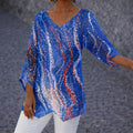 Women's 250th Anniversary Sequin Art Print Casual Top