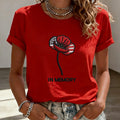 Women's Memorial Day Poppy Art Print Casual T-Shirt