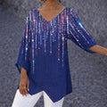 Women's 250th Anniversary Sequin Art Print Casual Top