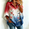 Women's 250th Anniversary Floral Art Print Casual Shirt