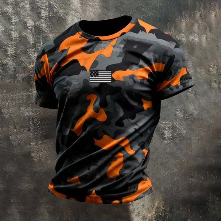Men's Retro Patriot Camouflage Patchwork T-shirt