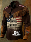 Men's Vintage USA 250th Anniversary Capitol Western Fringe Shirt