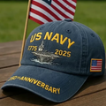 Men'S Vintage Navy 250Th Anniversary Printed Hat