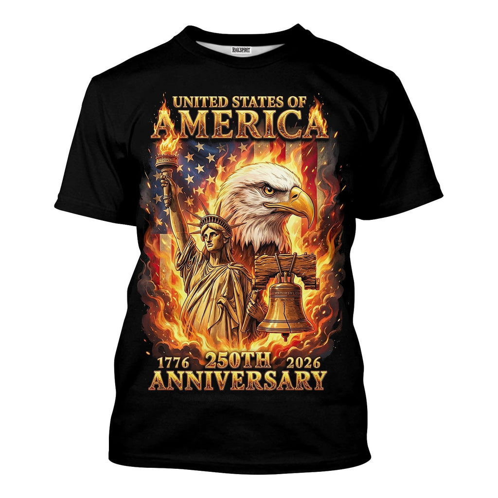 United States of America 250th Anniversary Hoodie 1776–2026 Patriotic Eagle Statue of Liberty USA Independence T Shirt Gift For Veteran