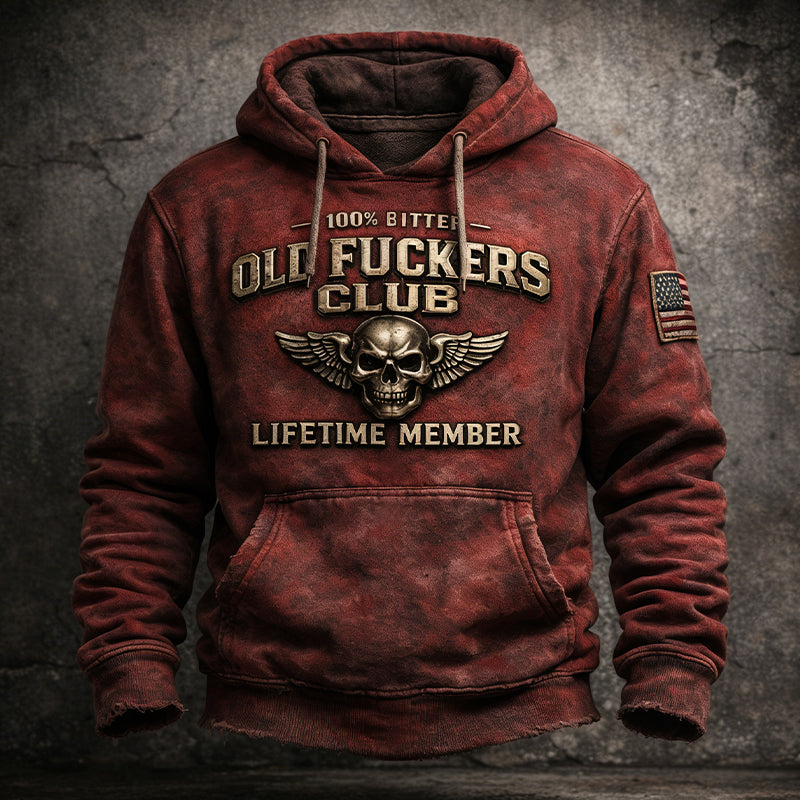 Vintage "Old Fuckers Club" Casual Hoodie