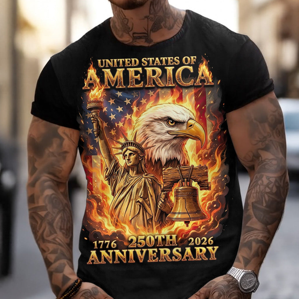 United States of America 250th Anniversary Hoodie 1776–2026 Patriotic Eagle Statue of Liberty USA Independence T Shirt Gift For Veteran