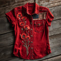 Vintage Poppy Memorial Day Short-Sleeve Shirt